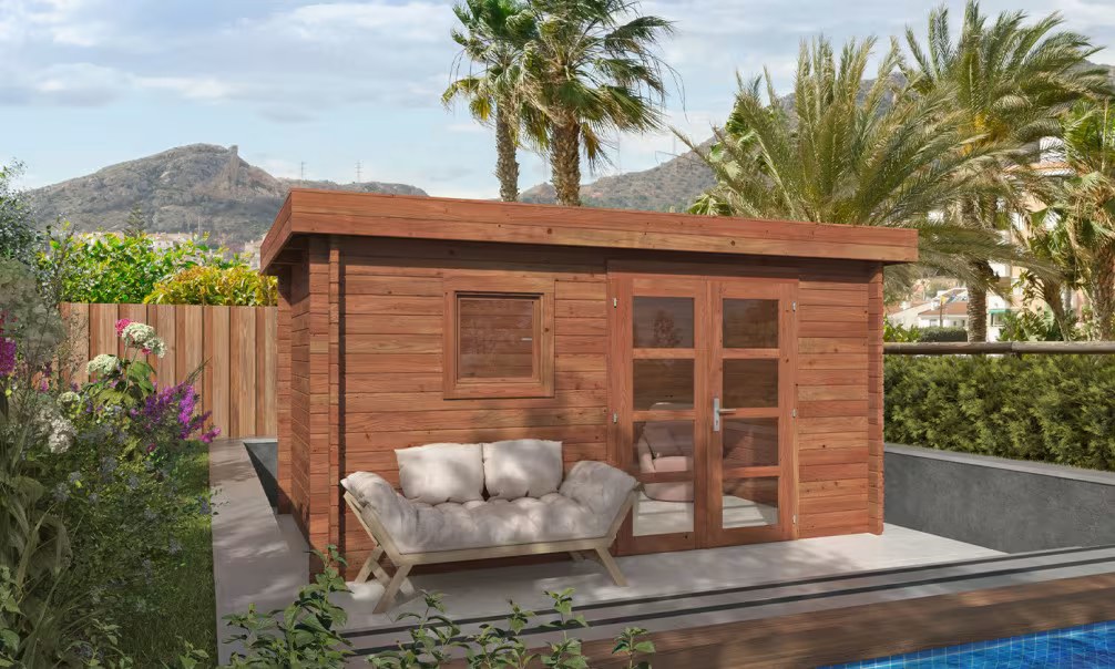 Gartenhaus Marseille 9 druckimprägniert 44mm – 8,8m² Innenraum 390x240cm