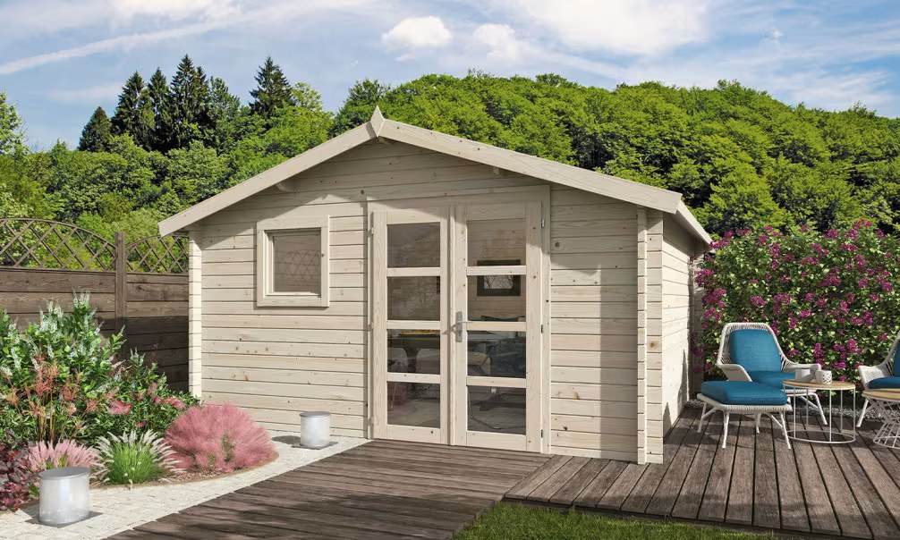Gartenhaus AUBAGNE 15 44 mm – 14,53m² Innenraum 390×390 cm 44mm