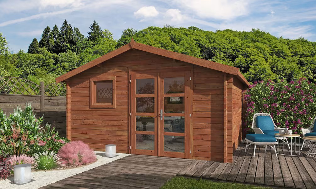 Gartenhaus autoklaviert AUBAGNE 15 44 mm – 14,53m² Innenraum 390×390 cm