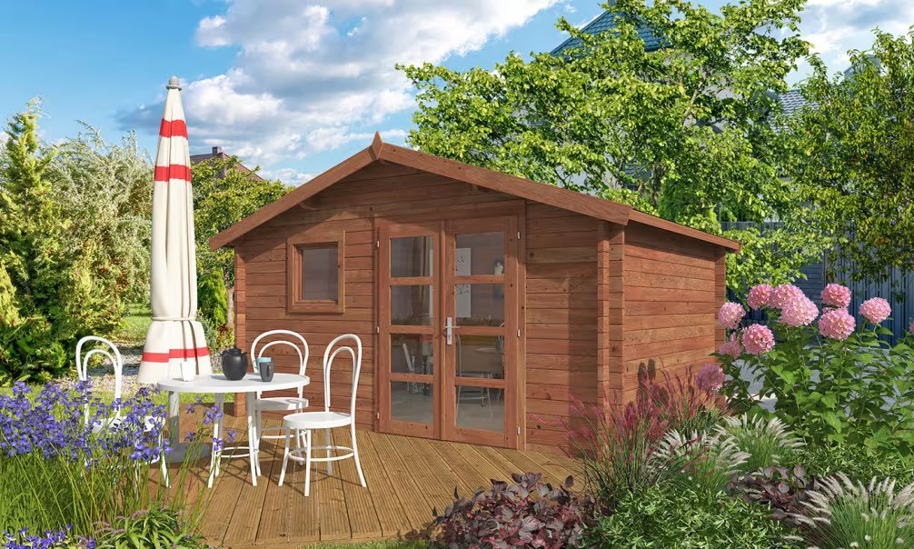 Gartenhaus autoklaviert AUBAGNE 11 44 mm – 11,10m² Innenraum 390×300 cm