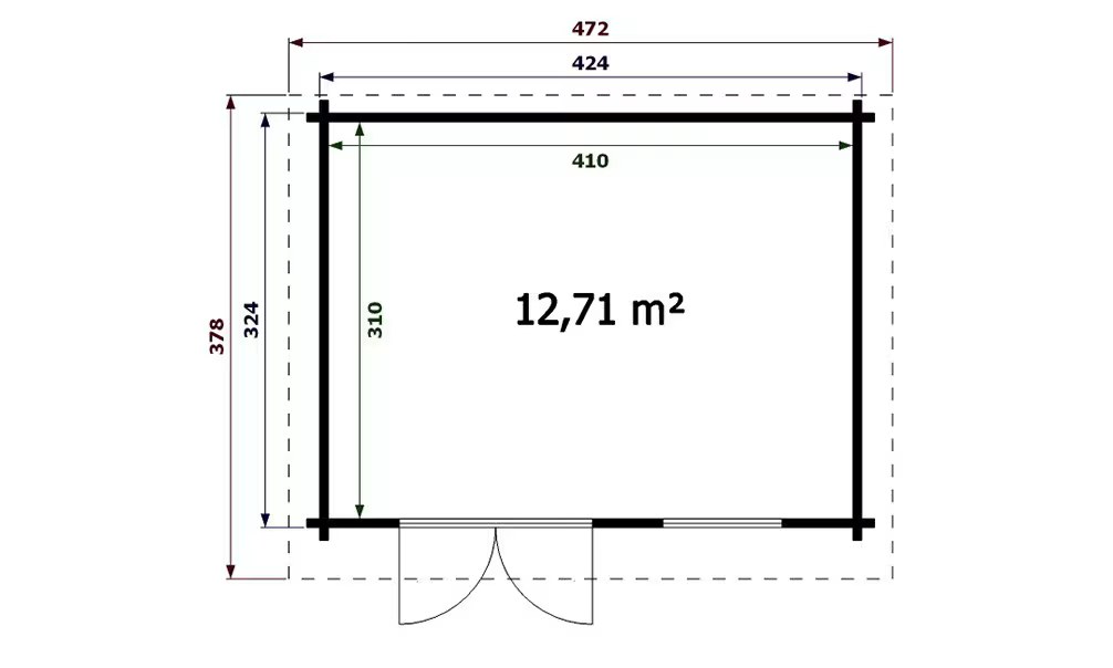 Holzgartenhaus Satteldach Anglet Bohlen 70mm – 12,7m² Innenraum – Bild 2