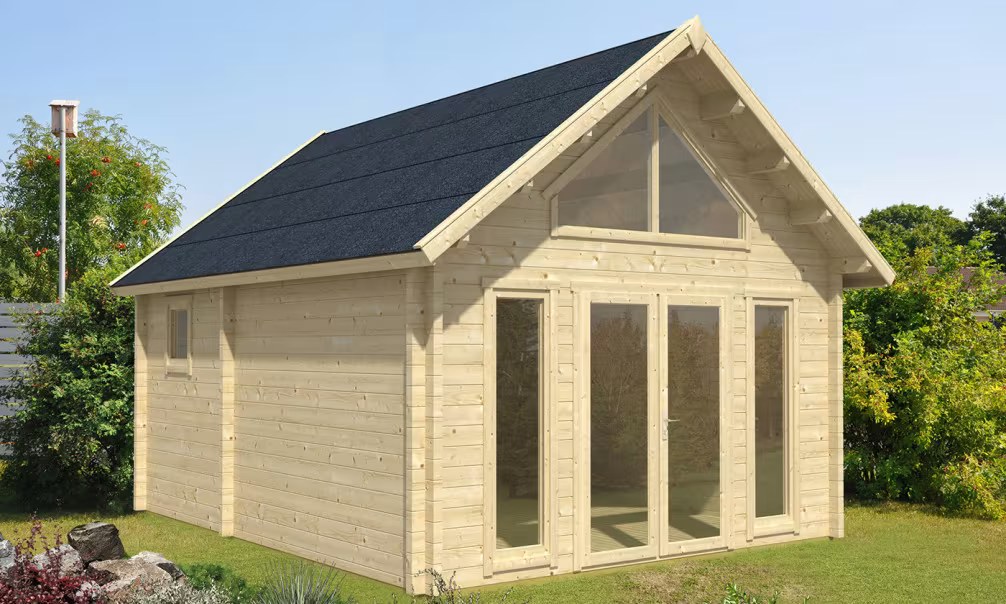 Freizeitgartenhaus Auxerre Holz Bohlen Brettschichtholz 90mm – 20m²
