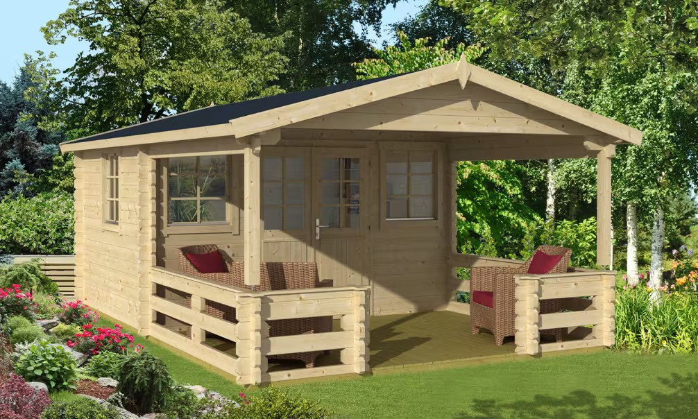 Gartenhaus BELFORT 44mm - 9,5m² Innenraum + 9m² 360x539 cm 44mm…