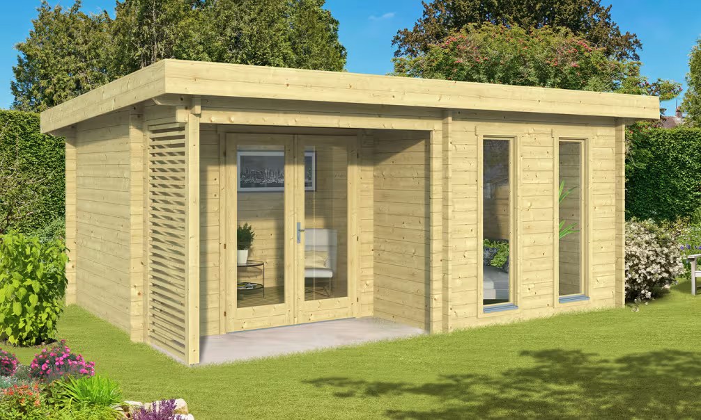 Gartenhaus ROUEN 44mm – 15,68m² Innenraum 530×370 cm