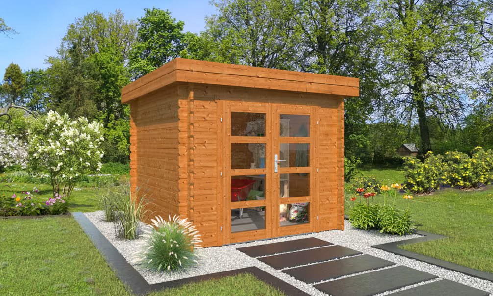 Gartenhaus NANCY autoklaviert CL3 – 34 mm – 4,98m² Innenraum 230×230 cm