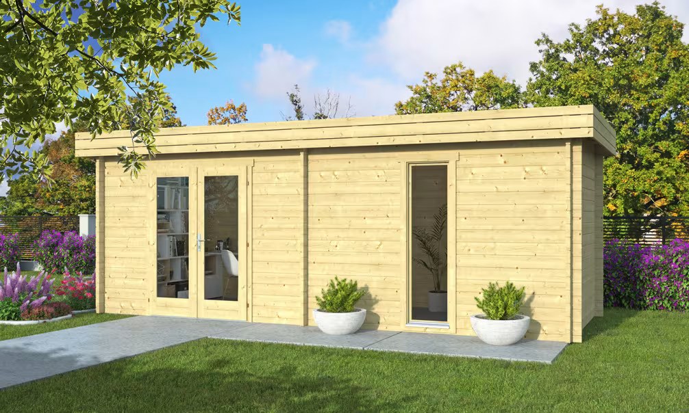 Gartenhaus BISCARROSSE 44mm – 13,3m² Innenraum 610×230 cm