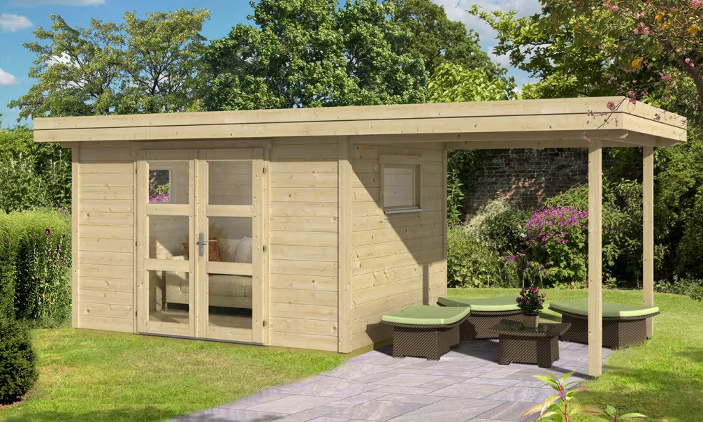 Gartenhaus ANNECY 4 28mm - 7,3m² Innenraum + 5,2m² 560x240 cm