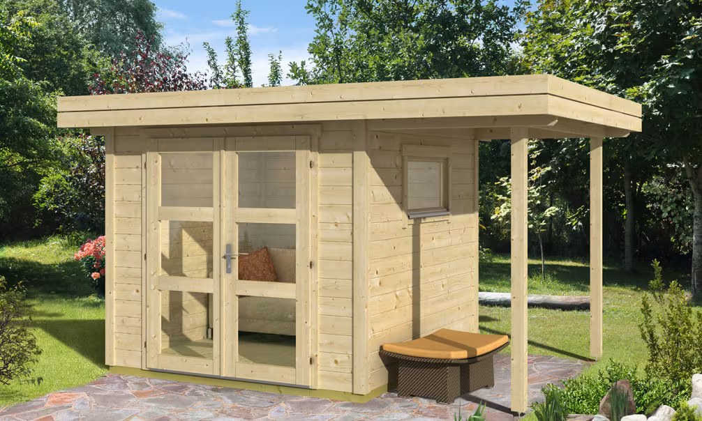 Gartenhaus ANNECY 2 28mm - 5,2m² Innenraum + 2,7m² 360x240 cm