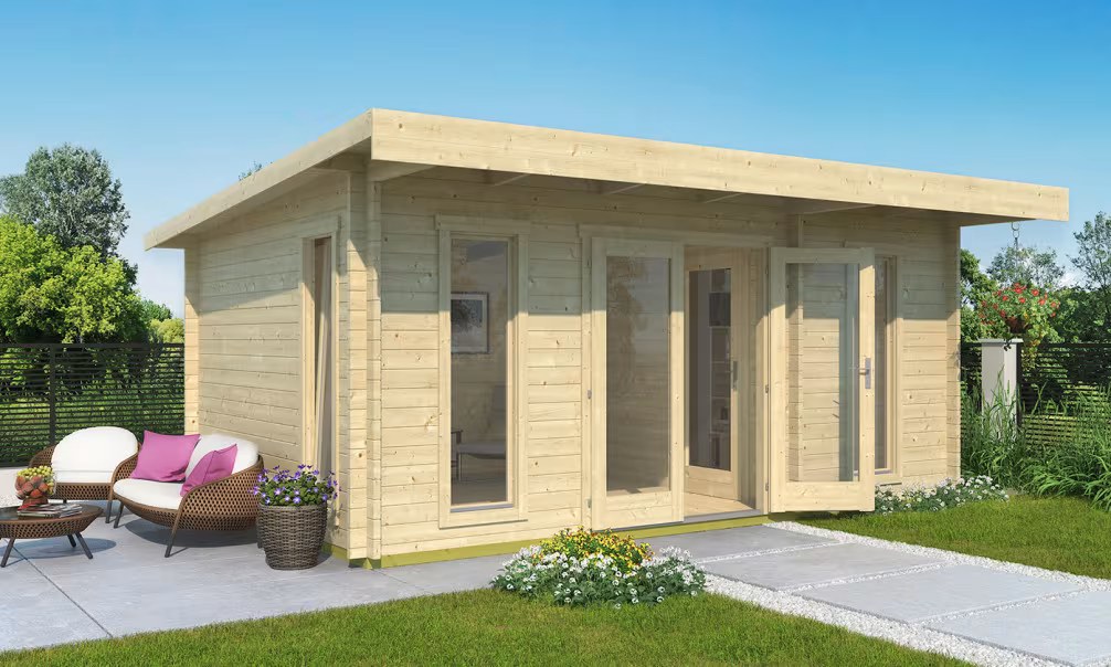 Holzgartenhaus 2 Zimmer BARBADOS 4 44mm – 19,6 m² Innenraum