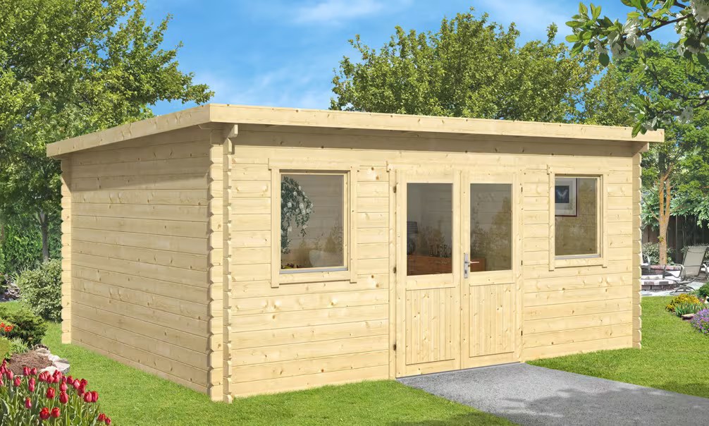 Gartenhaus MILLAU 44mm – 17,21m² Innenraum
