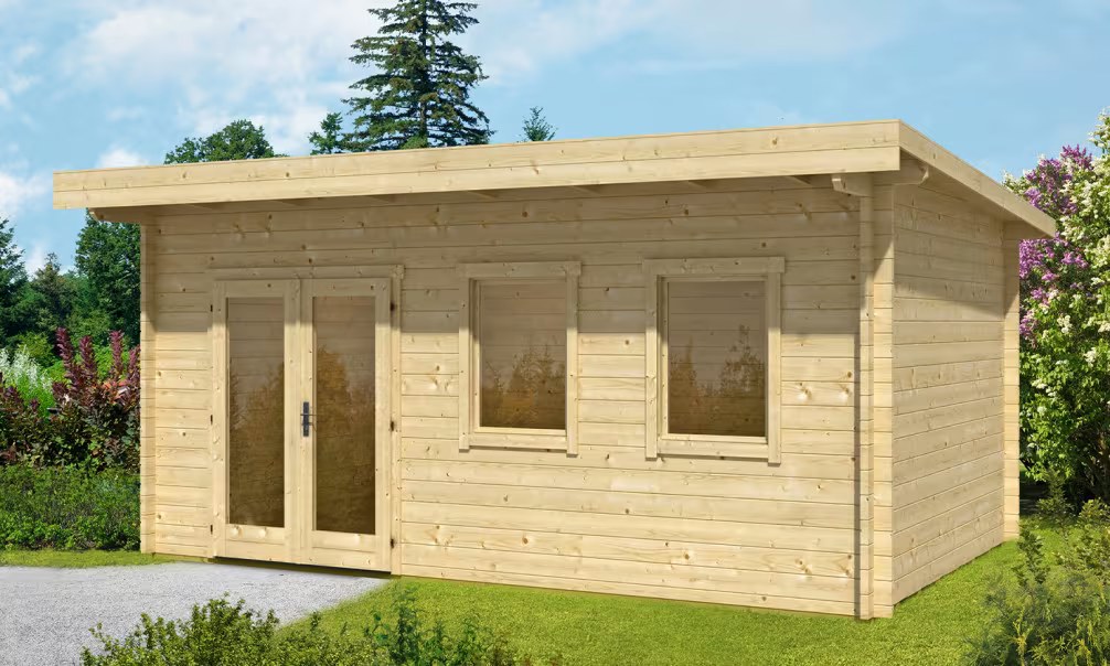 Gartenhaus BORDEAUX 70mm Brettschichtholz – 16,33m² Innenraum