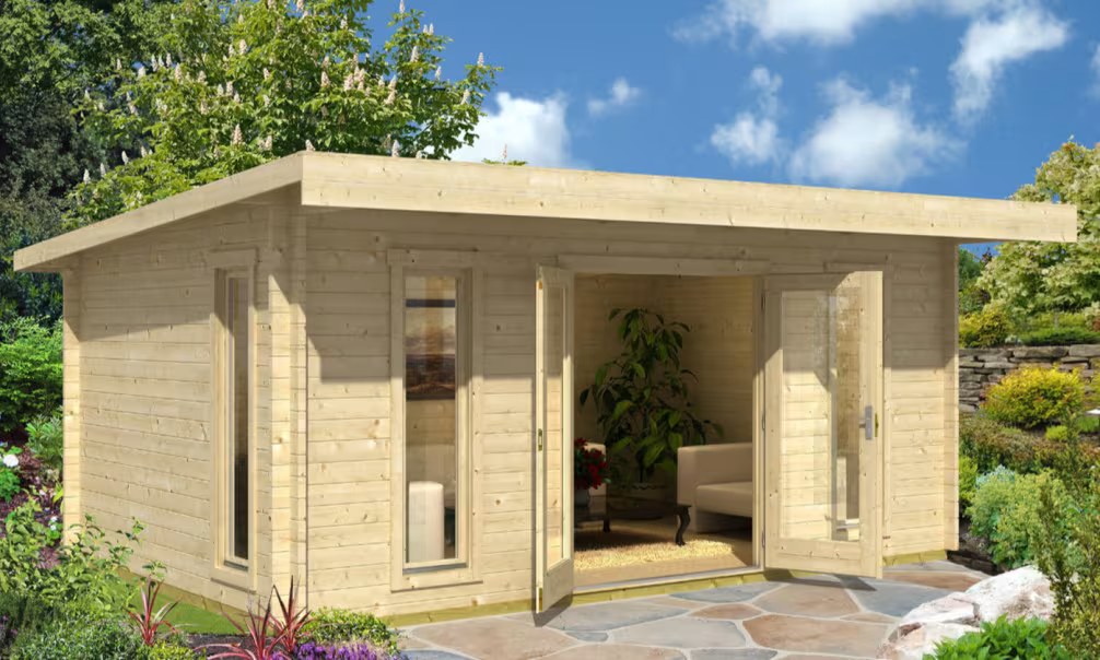 Gartenhaus BARBADOS 2 70mm Leimbohlen – 16,4m² Innenraum