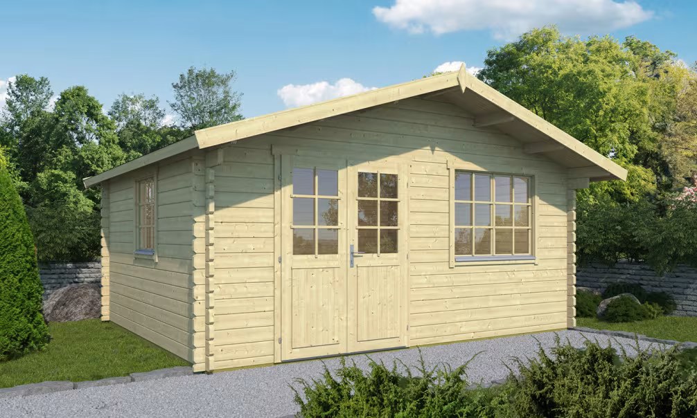 Gartenhaus VAR 44mm ohne Fußboden – 18,1m² Innenraum 485×390 cm