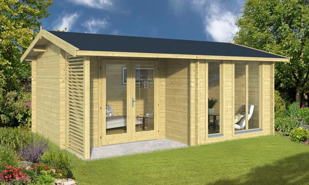 Gartenhaus LAVAL 44mm – 15,68m² Innenraum 530×370 cm