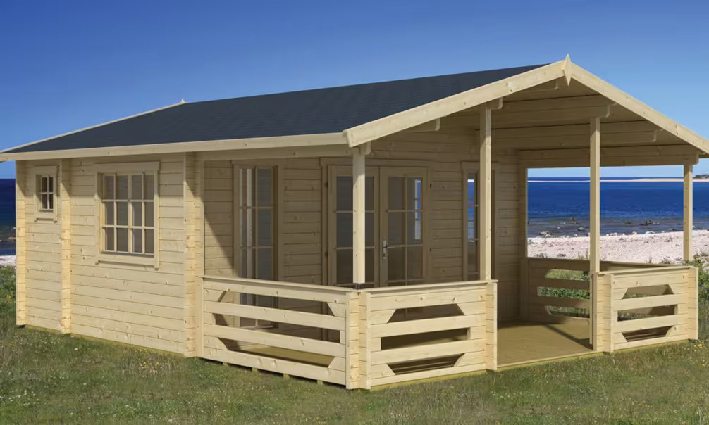 Gartenhaus Jersey 44mm – 18,1m² Innenraum + 12m² 485×640 cm