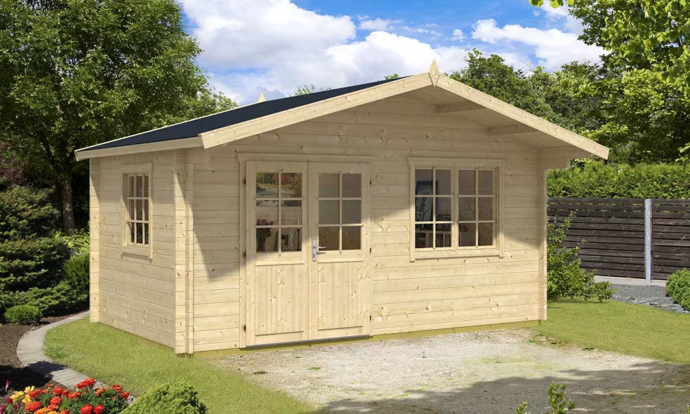Gartenhaus BIARRITZ 44mm ohne Fußboden – 12,7m² Innenraum 480×27…