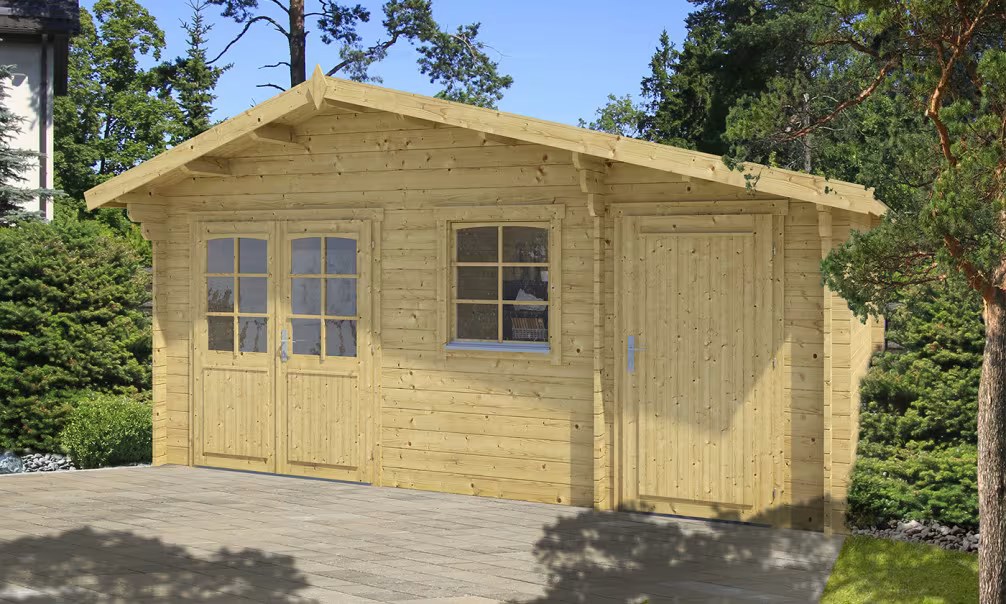 Gartenhaus BERLIN 34mm - 16,3m² Innenraum 485x350 cm