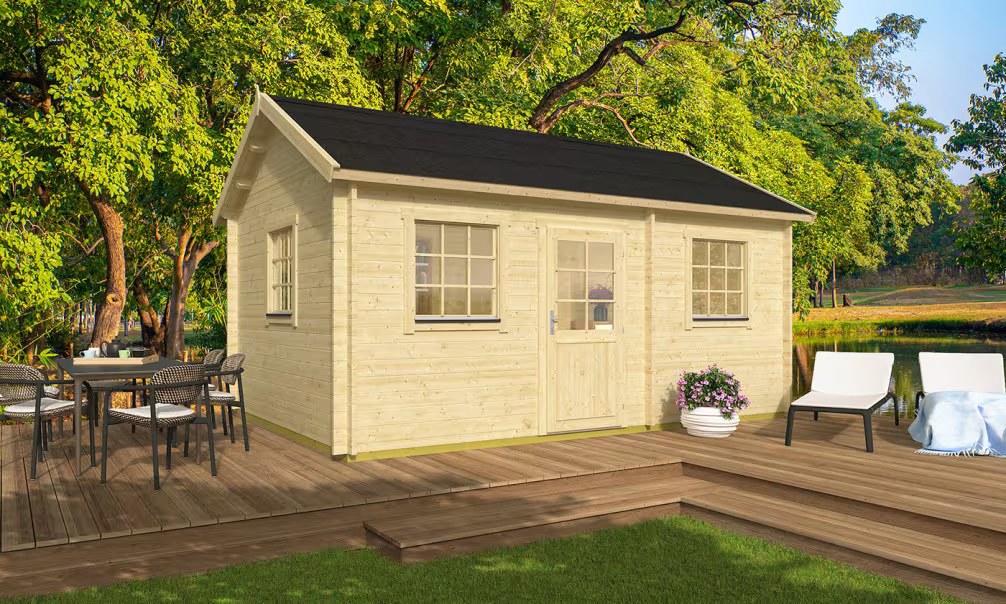 GARTENHAUS AUVERGNE 44MM – 18,15 + 7,23m² INNENRAUM 530×360 cm