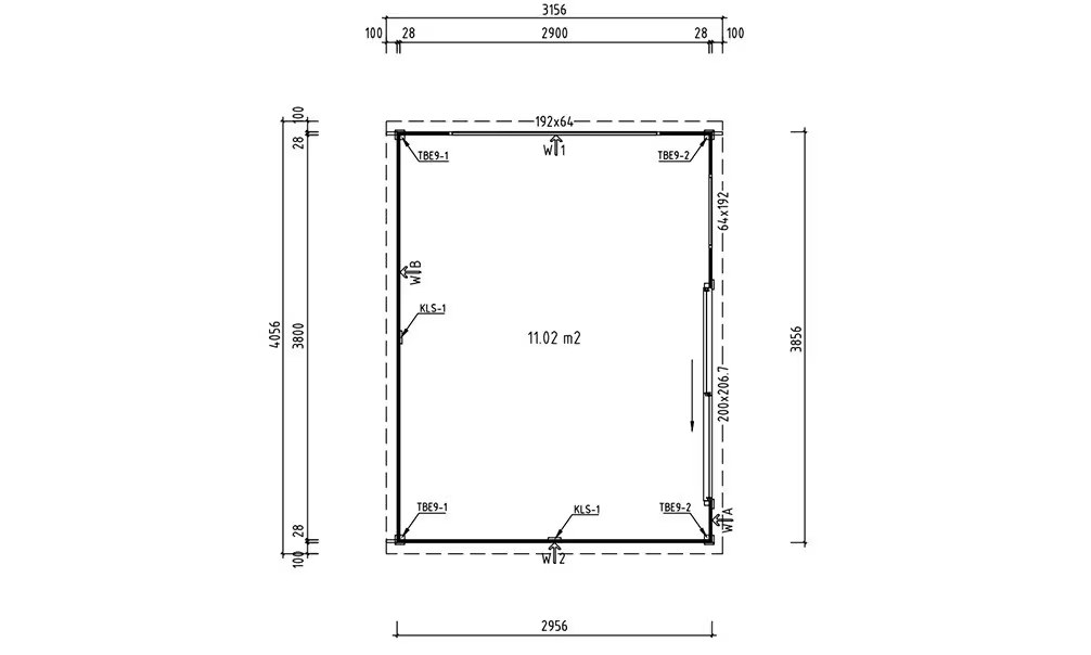 Gartenhaus Flachdach Vinéo 1 Bohlen 28mm – 11,02m² Innenraum – Bild 2