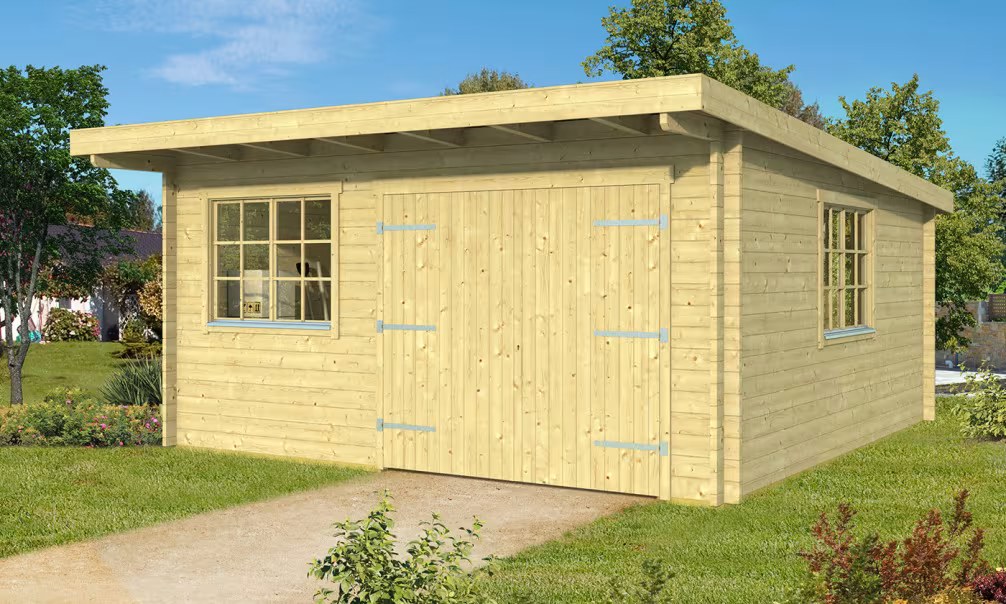 Werkstattgarage Leucate B Bohlen 44mm – 22,96m² Innenraum