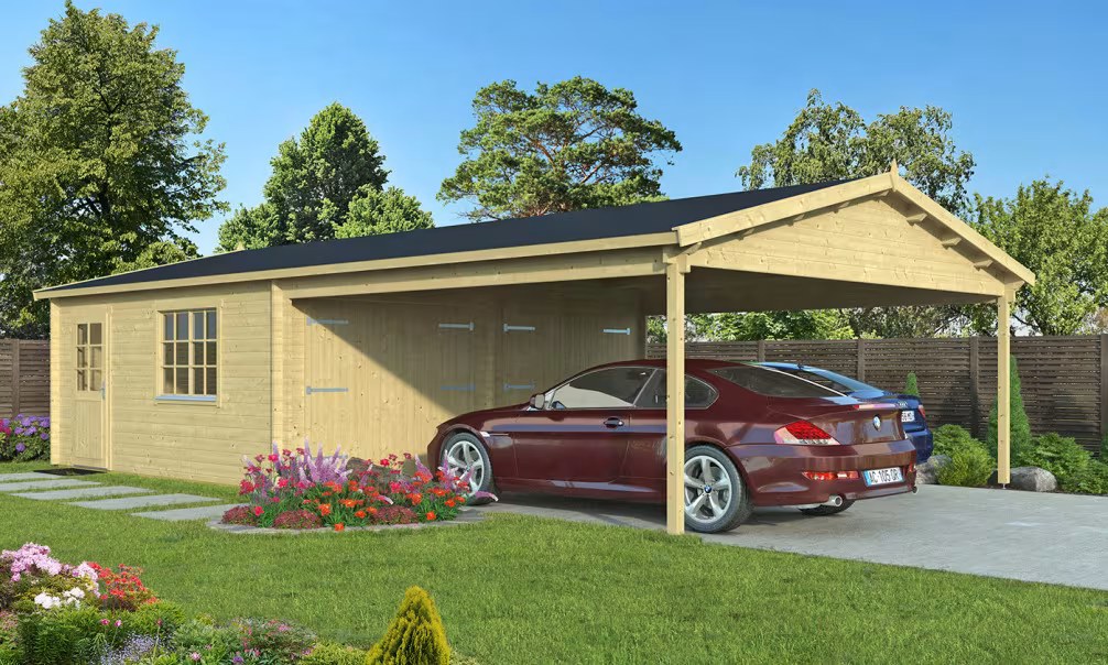 Garage MORZINE 44mm – 28,38m² Innenraum + Anbau 28,46m²