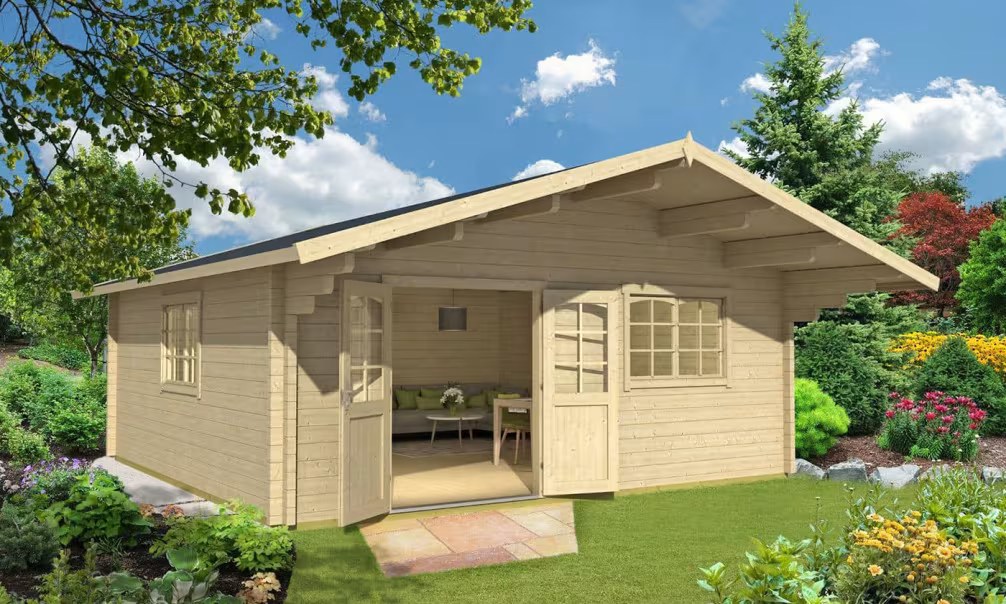 Gartenhaus Zanzibar 4 70mm Brettschichtholz – 31,5m² Innenraum