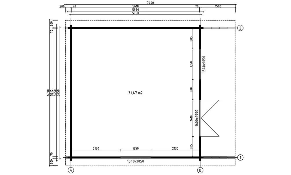 Gartenhaus Zanzibar 4 70mm Brettschichtholz – 31,5m² Innenraum – Bild 2