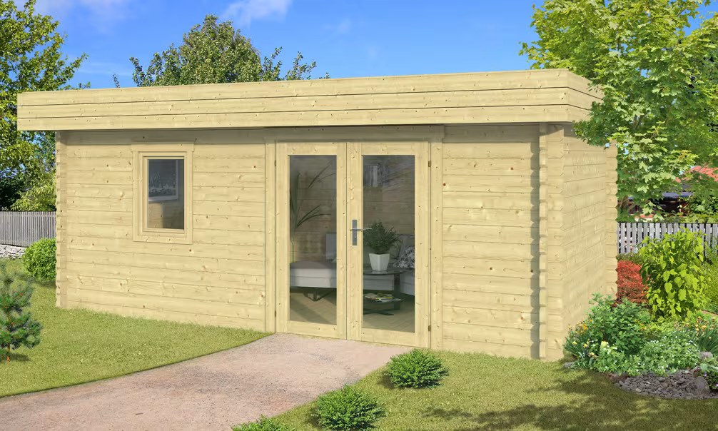 Gartenhaus NEW YORK 16F 70mm Brettschichtholz – 13,9m² Innenraum
