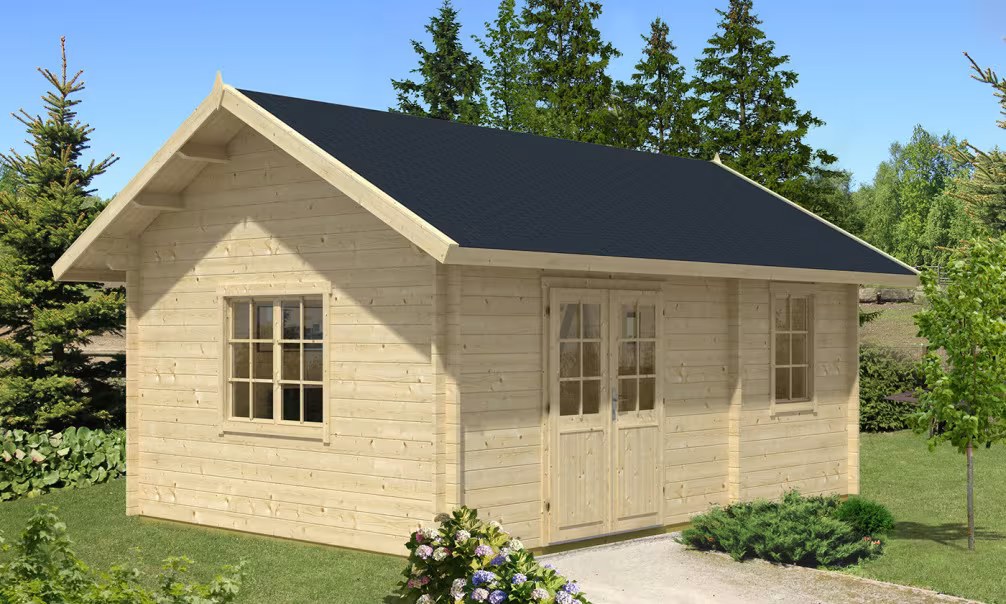 Gartenhaus Bergerac 44mm – 21,5 + 8,2m² Innenraum 578×390 cm