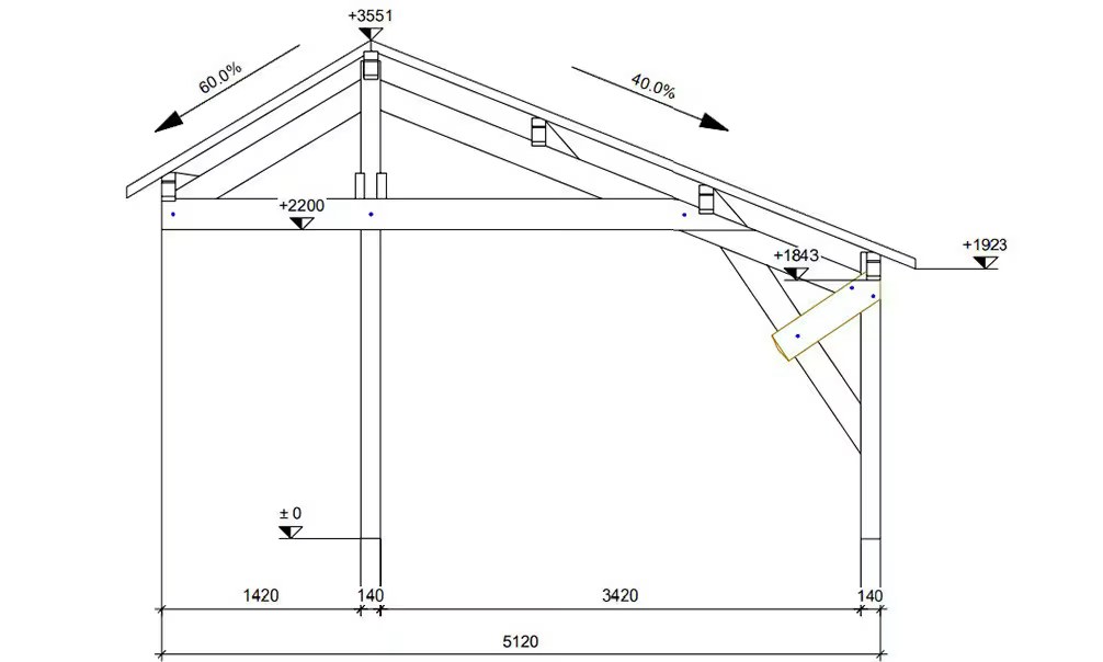 Doppelcarport Alpes 28 Satteldach – 32,48m² nicht überdacht – Bild 2