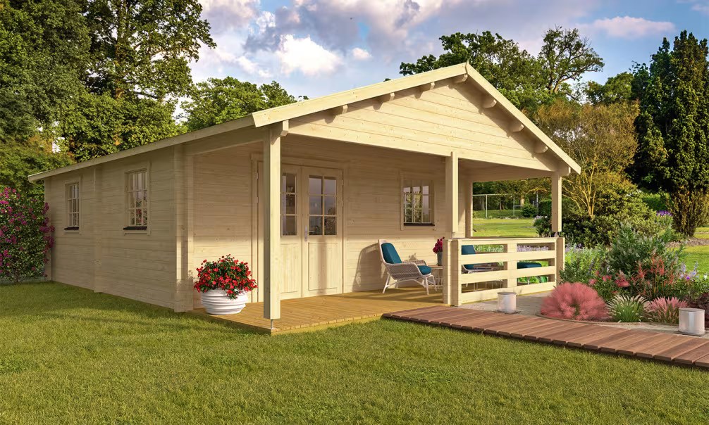 Freizeitgartenhaus Oregon, 70mm Brettschichtholz, Fläche 38,44m²