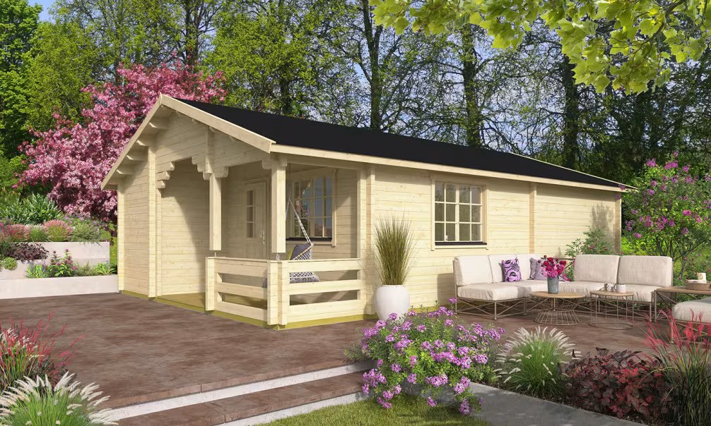 Gartenhaus Indus, Bohlen 70mm Brettschichtholz, Fläche 52,38m²