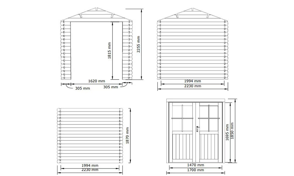 Kleines Gartenhaus Satteldach Marmande 5 Ep 28mm 205×205 cm – Bild 3