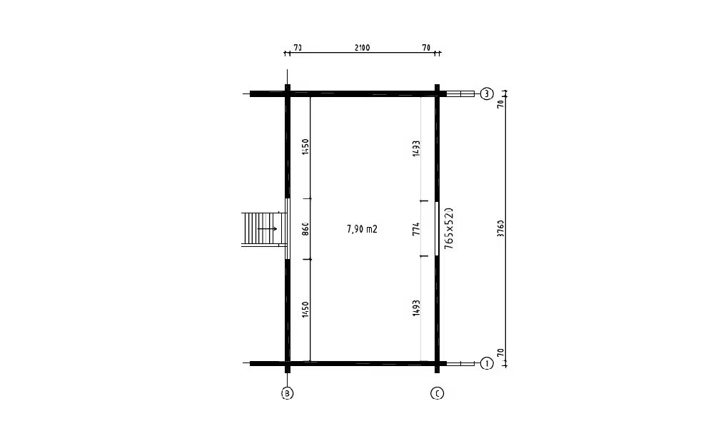 Gartenhaus Bergerac 70mm – 29m² Innenraum – Bild 4