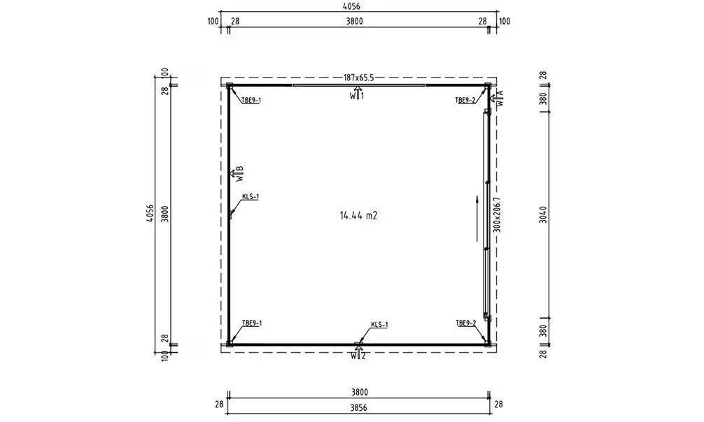 Holzpoolhaus Flachdach Finéo 2 Bohlen 28mm – 14,44m² Innenraum – Bild 2
