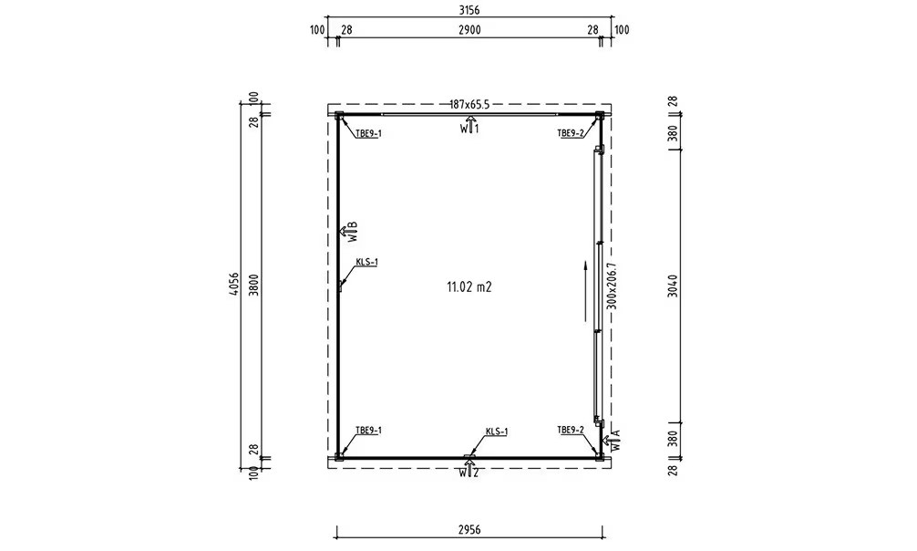 Gartenhaus Flachdach Finéo 1 Bohlen 28mm – 11,02m² Innenraum – Bild 2
