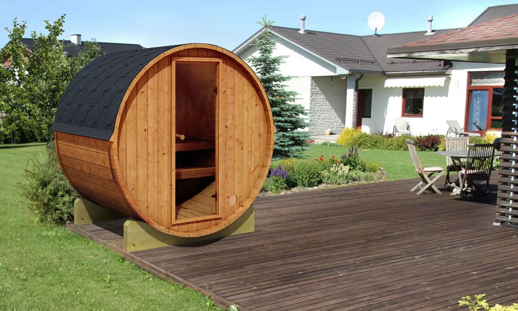 Sauna-Fass Liminka, thermisch behandeltes Holz 42mm, Außensauna