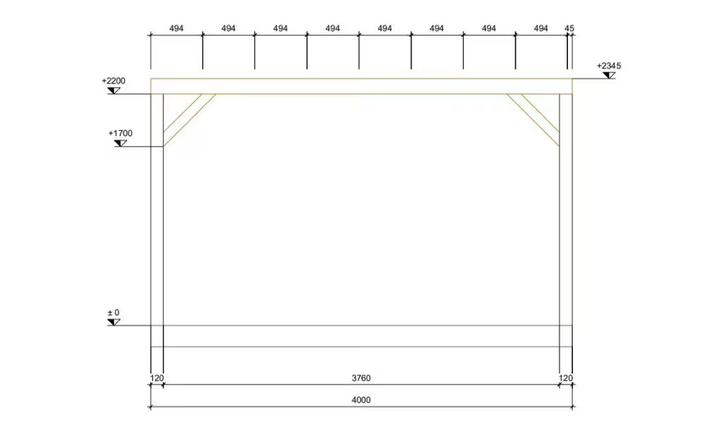 Pergola Damier 400x300cm elfenbeinfarbiges Dach – Bild 2