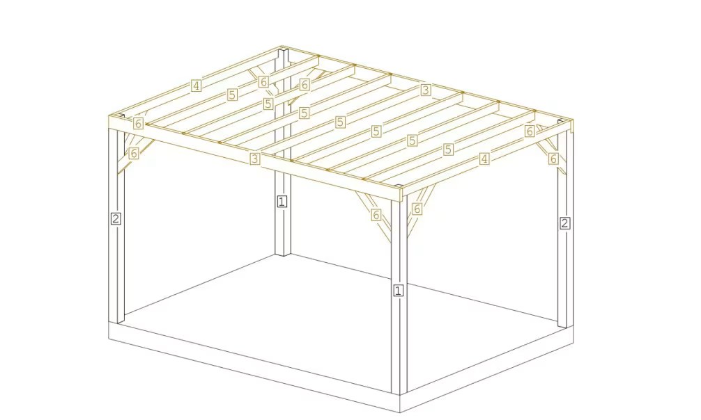 Pergola Damier 400x300cm elfenbeinfarbiges Dach – Bild 3