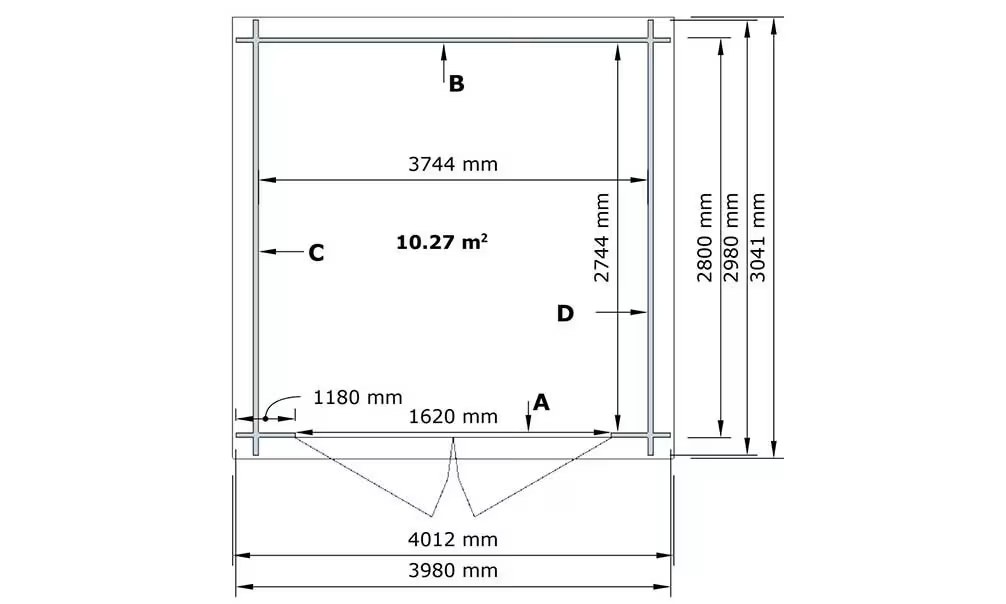 Rohbau-Gartenhaus Jonzac 12 Flachdach Stärke 28mm / Erstpreis – Bild 2