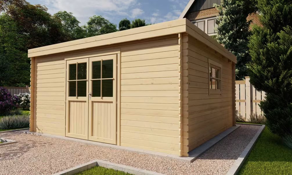Rohbau-Gartenhaus Jonzac 18 Flachdach Stärke 28mm / Erstpreis