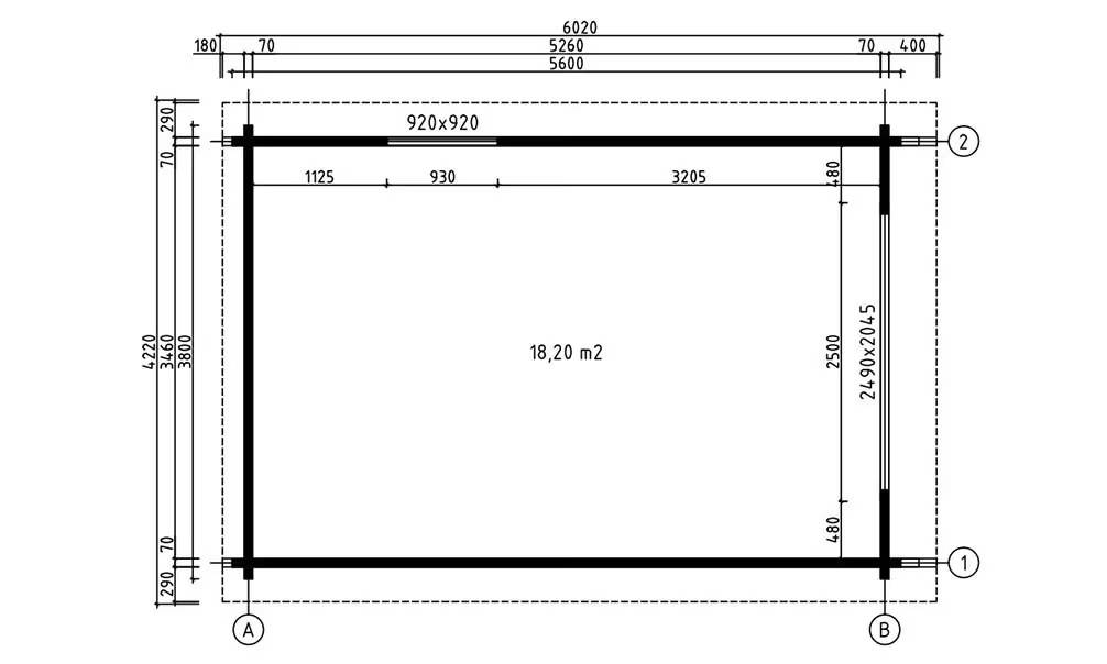 Holzgarage 1 Fahrzeug Satteldach SAVOIE 70mm – 18,2m² Innenraum – Bild 3