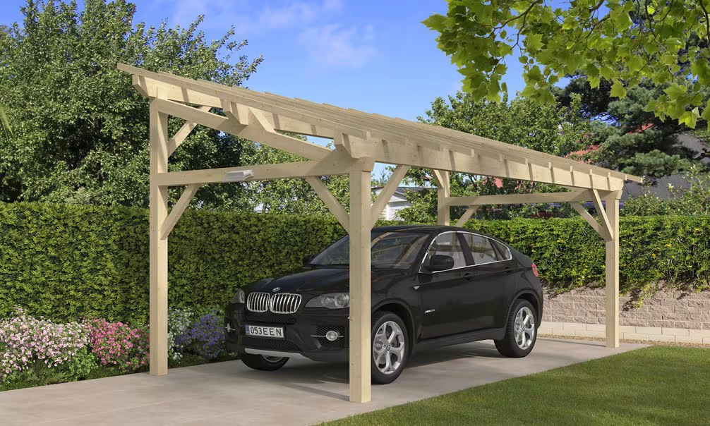 Holz-Carport 1 Fahrzeug Le Havre 18 – 22.75 m² nicht überdacht