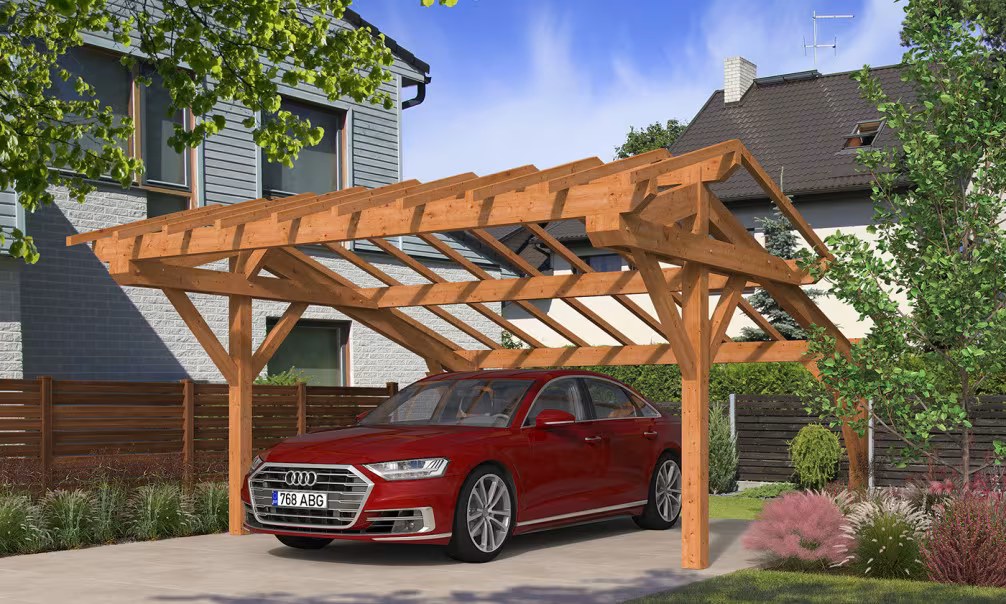 Doppelcarport Cholet 17 asymmetrisch - 27,85 m² nicht überdacht