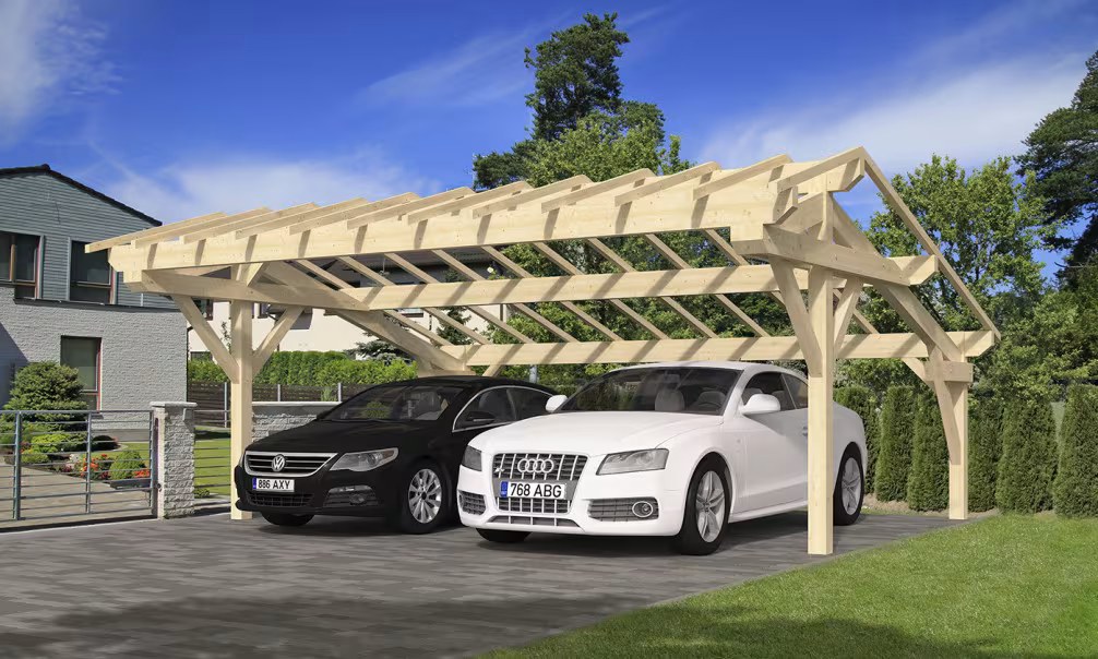 Doppelcarport Cholet 23 asymmetrisch – 36.21 m² nicht überdacht