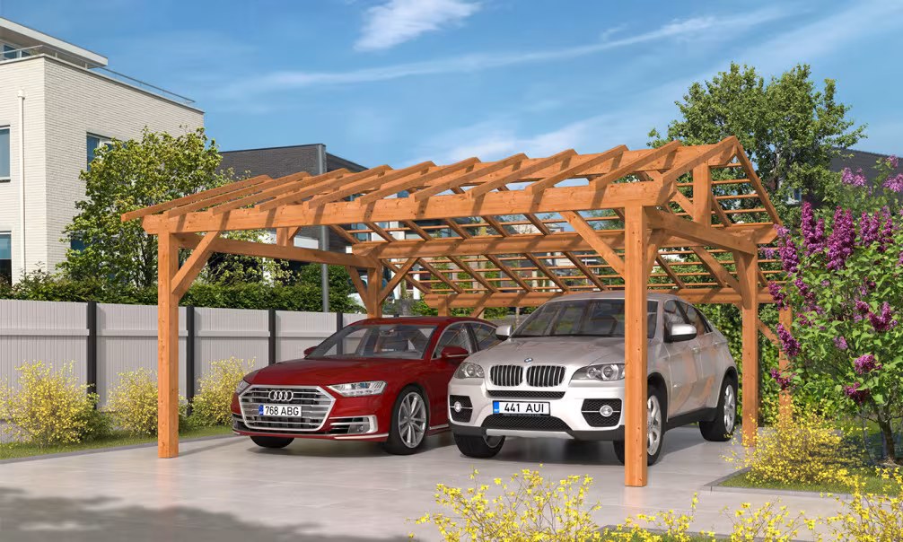 Doppelcarport Vincennes 30 – asymmetrisches Satteldach – 35.75 m² nicht überdacht – Bild 6