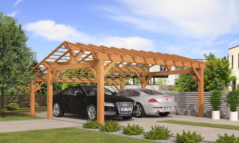 Doppelcarport Vincennes 36 – asymmetrisches Satteldach – 42.25 m² nicht überdacht – Bild 6