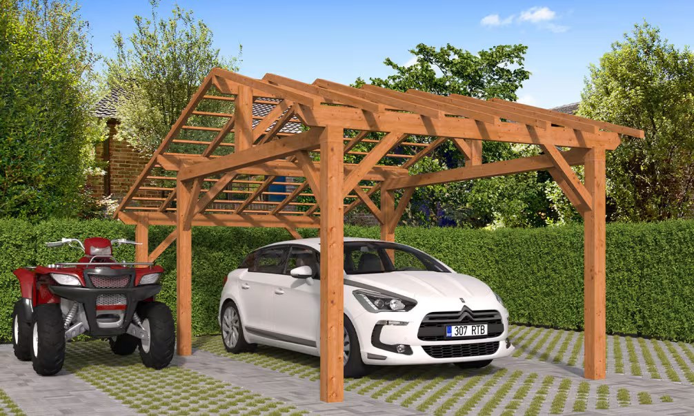 Carport 1 Fahrzeug Vincennes 18B – asymmetrisches Satteldach – 22,75m² nicht überdacht – Bild 4