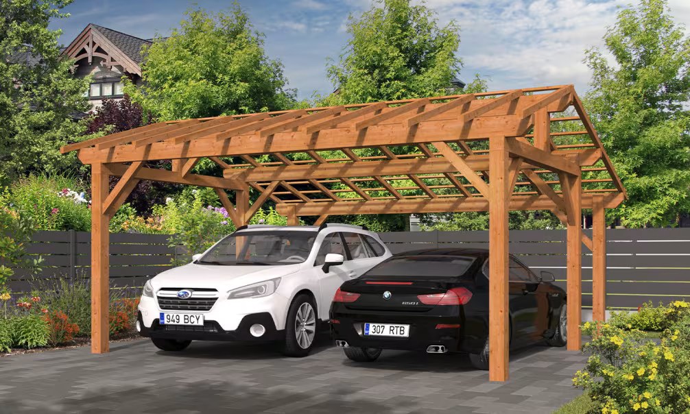 Doppelcarport Vincennes 23 – asymmetrisches Satteldach – 27.5 m² nicht überdacht – Bild 6