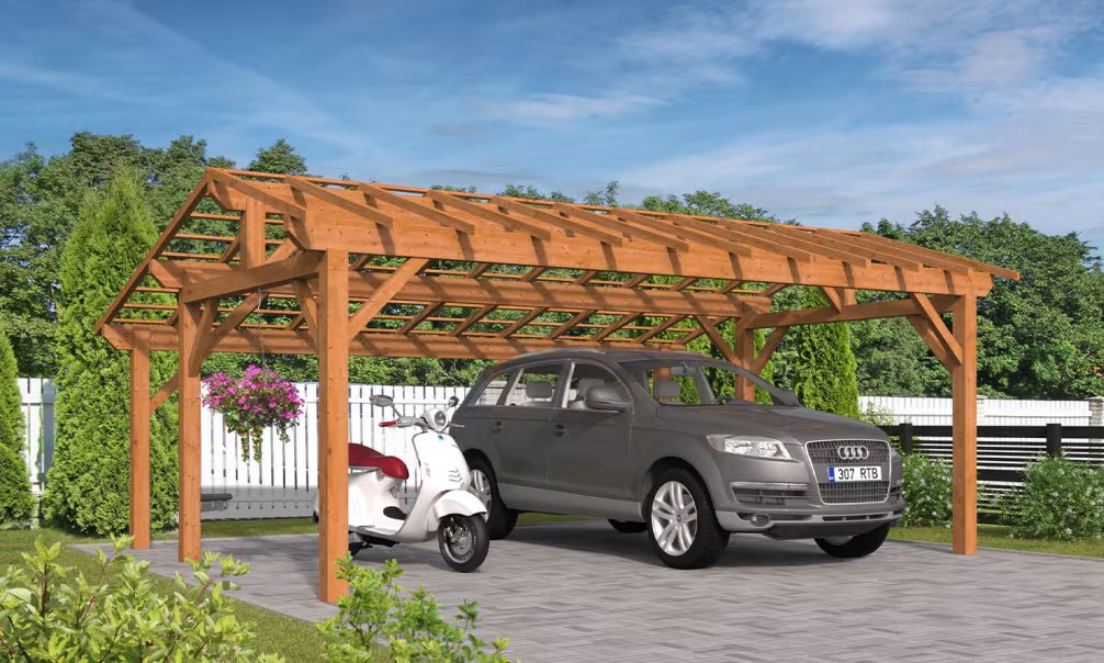 Doppelcarport Vincennes 27 – asymmetrisches Satteldach – 32.5 m² nicht überdacht – Bild 5